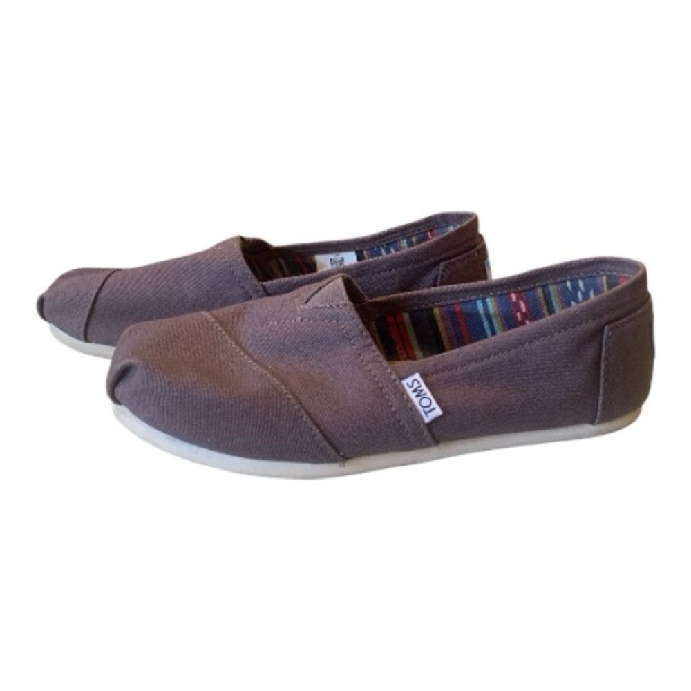 TOMS Classic University‎ Canvas Comfortable Shoe Brown Slip-On  Flat Size 7